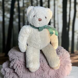 Harrods Knightsbridge Teddy Bear 9" Plush White Green Bow Stuffed Animal Toy